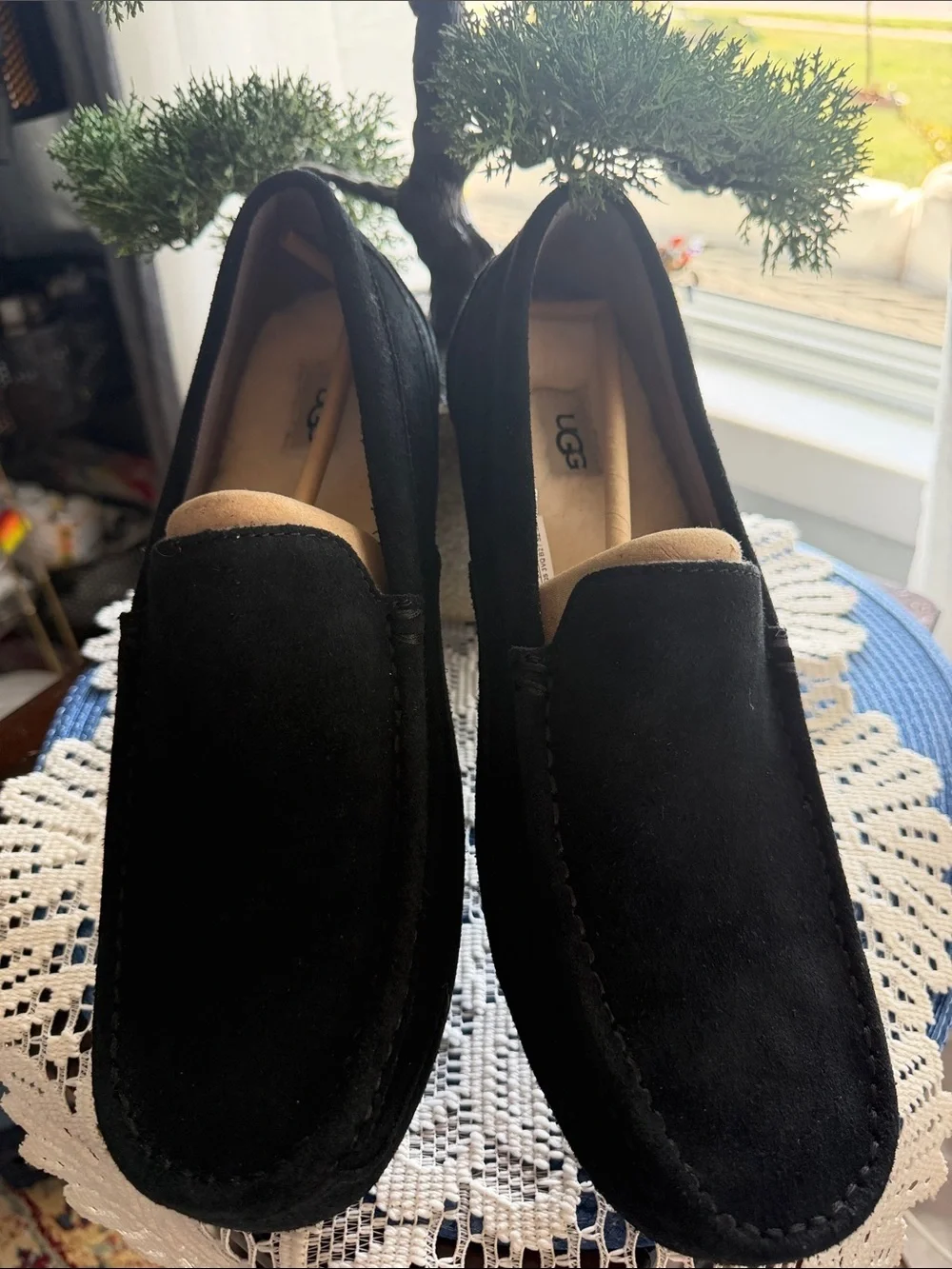 UGG Black Suede Slip-On Loafers